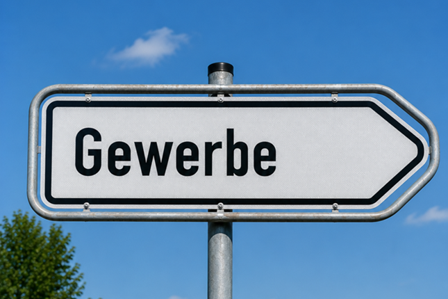 Schild mit der Aufschrift Gewerbe Schild mit der Aufschrift Gewerbe